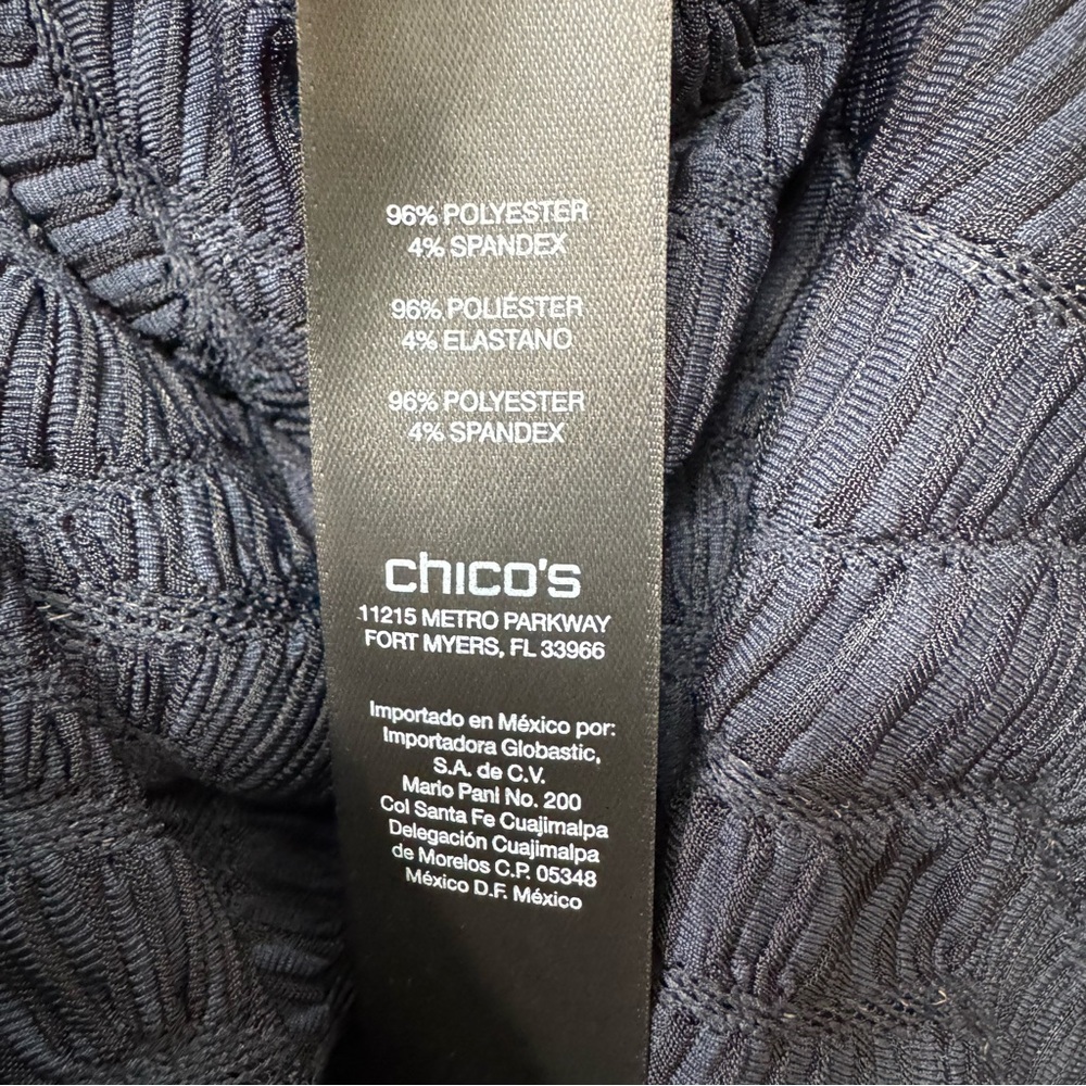Chico’s Travelers Textured Semi-Sheer Cardigan Women XL Longline Open Front Navy - Picture 12 of 13